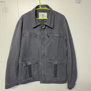 Wenven Military Style Button Snaps Full Zip Canvas Jacket Lined Gray Men XL GUC